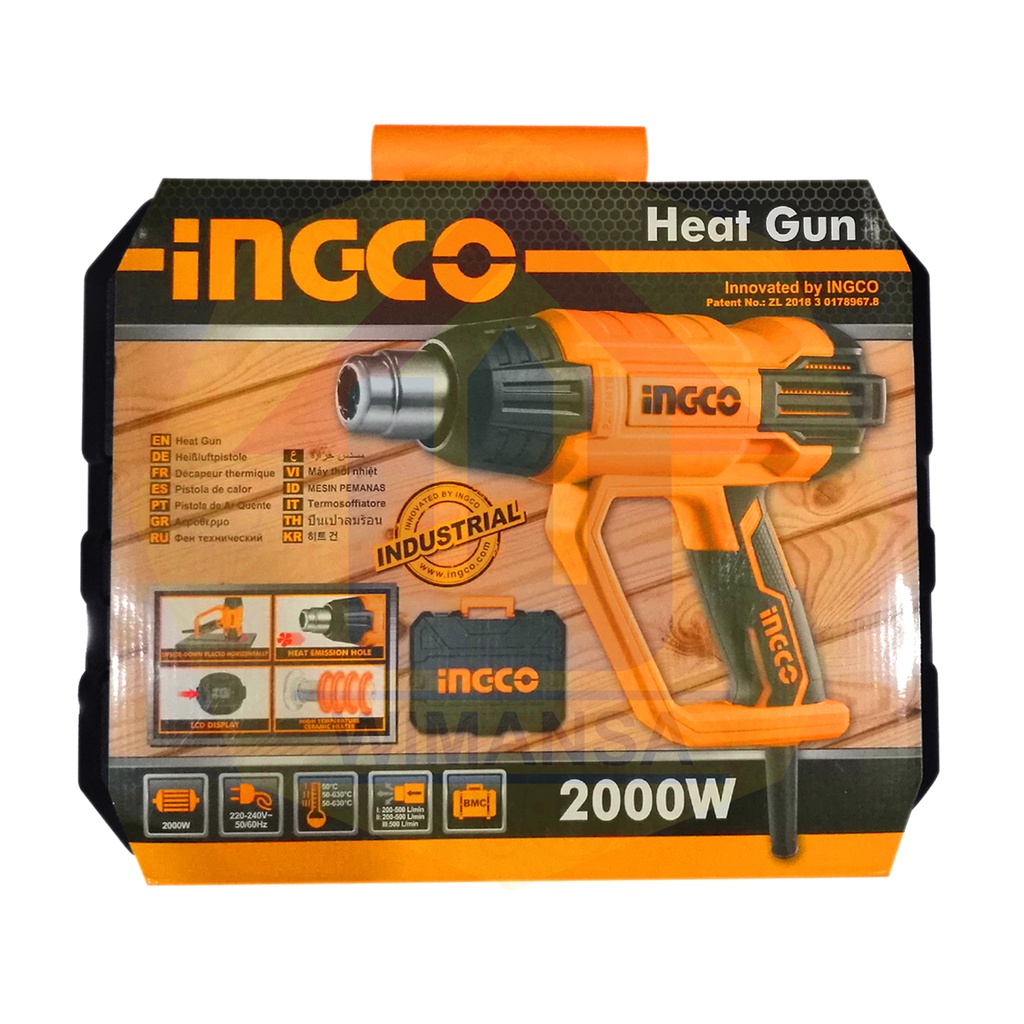 INGCO HG200028-1 Heat Gun LCD Digital 2000W Mesin Pemanas Hot Gun
