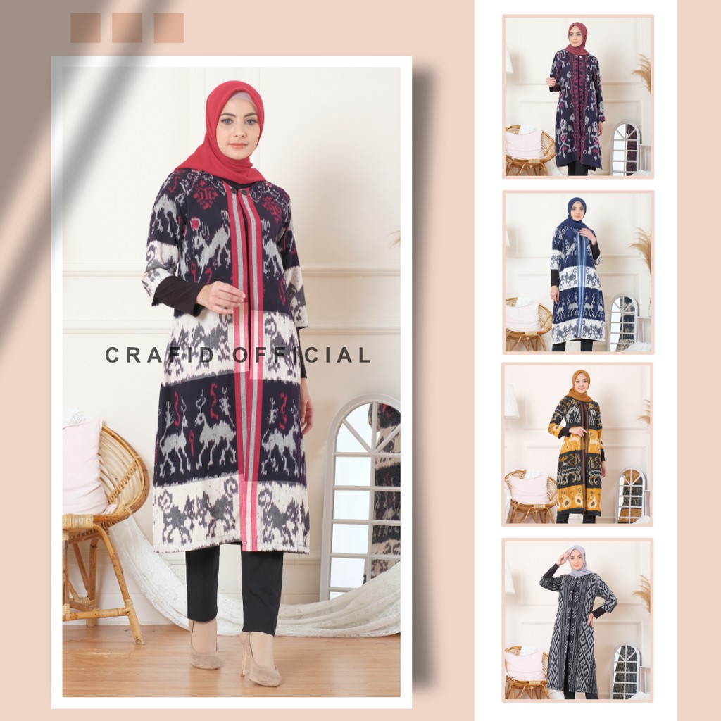 CRAFID HARA Long Cardigan Full Tenun 5 Motif