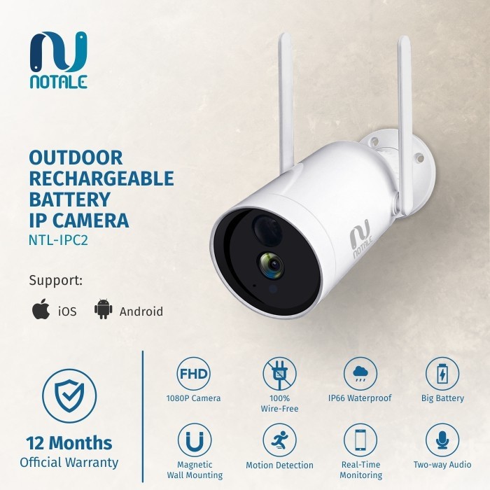 Notale Outdoor Rechargeable Battery IP Smart Camera CCTV