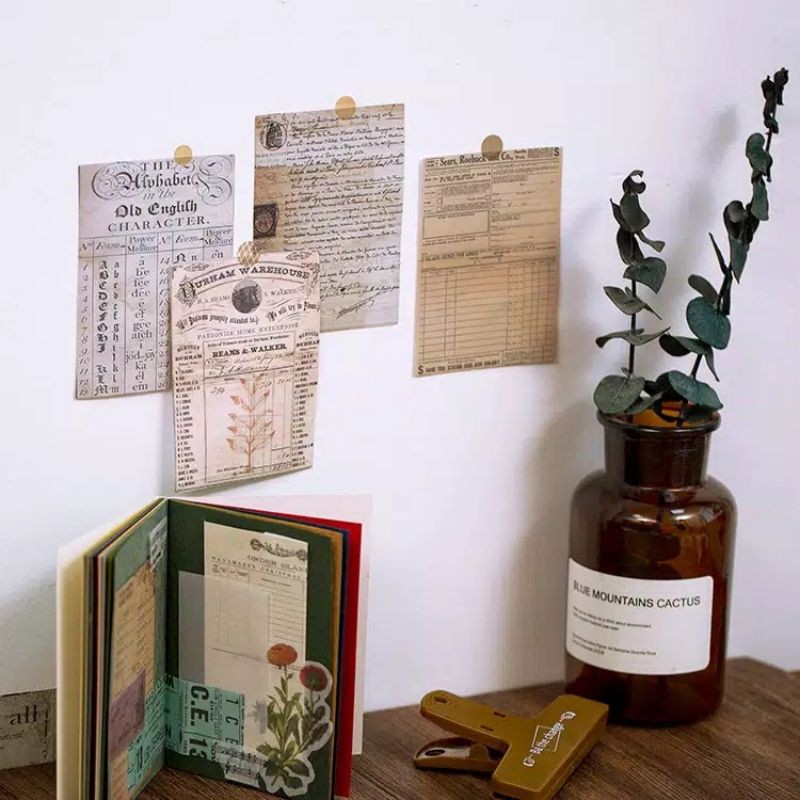 

5 lembar acak paper postale ephemera jurnal scrapbook deco
