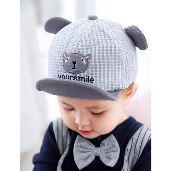 IMPORT TOPI ANAK Your Smile / TOPI BERUANG kotak kotak Import