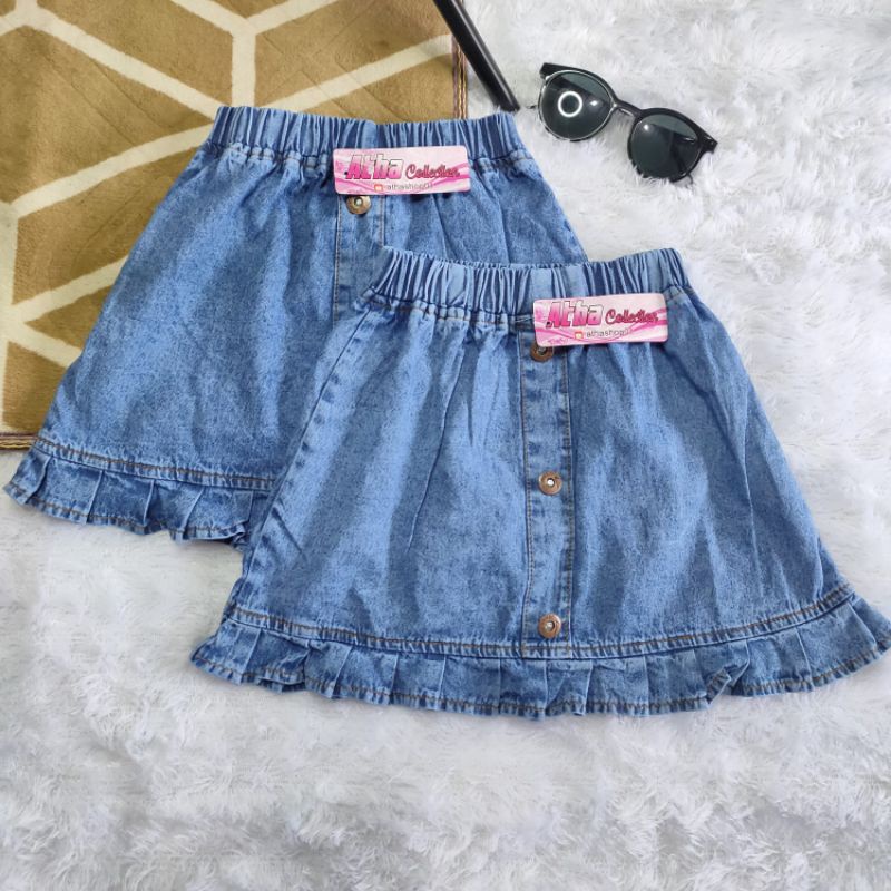 ROK JEANS PENDEK ANAK  REMPEL USIA 1 - 7 TAHUN