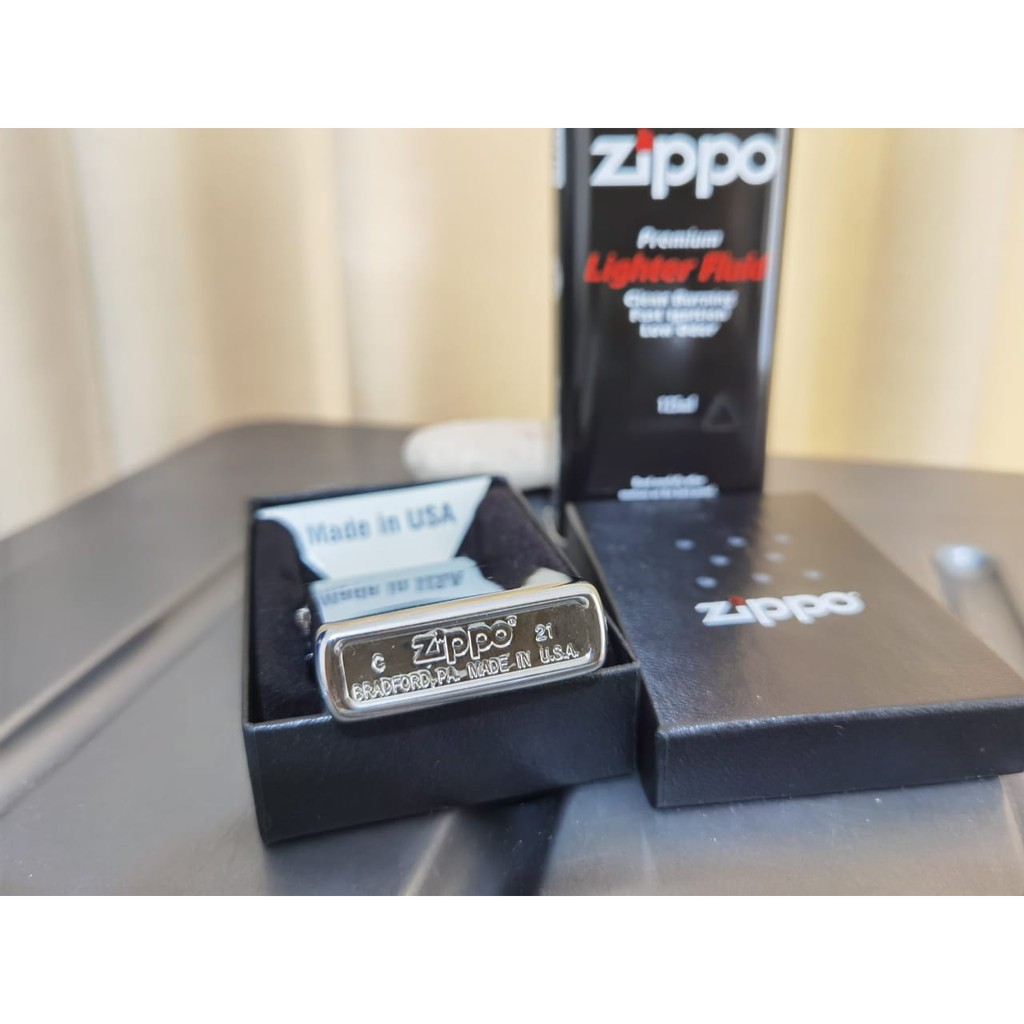 Korek Zippo Chrome Silver Made in USA Free Minyak Zippo