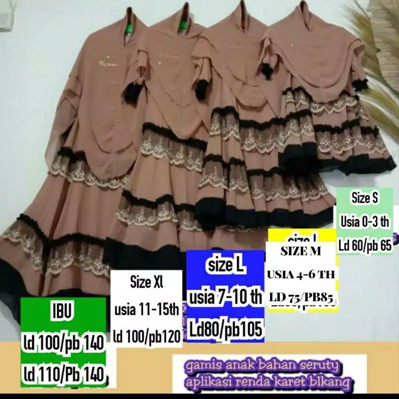 Gamis Couple Set Aqilla Best Seller | gamis couple ibu dan anak | couple keluarga | gamis anak