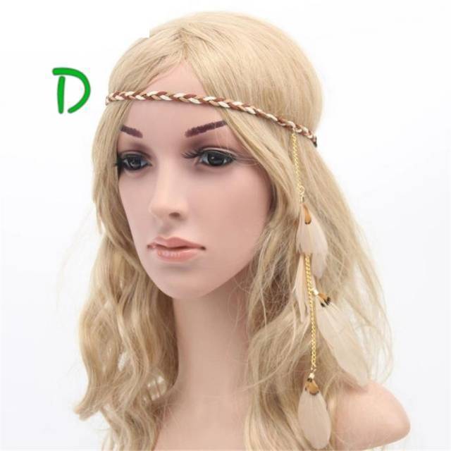 HIASAN RAMBUT BULU INDIAN HIASAN KEPALA BOHEMIAN HEADBAND IMPORT