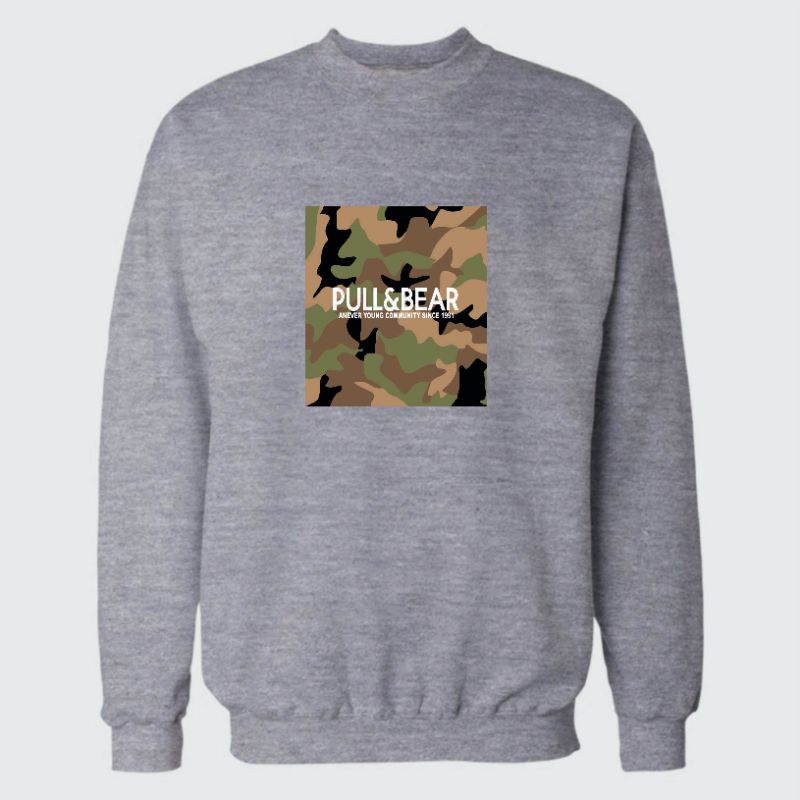 CREWNECK PULL&amp;BEAR CAMO SWEATSHIRT PRIA WANITA PREMIUM QUALITY