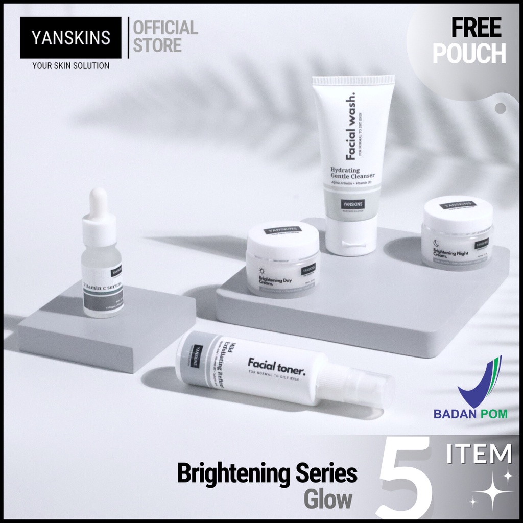 PAKET 5 ITEM SKINCARE BPOM BRIGHTENING SERIES SKIN CARE VARIAN PAKET ACNE FLEK DAN GLOW YANSKINS-6
