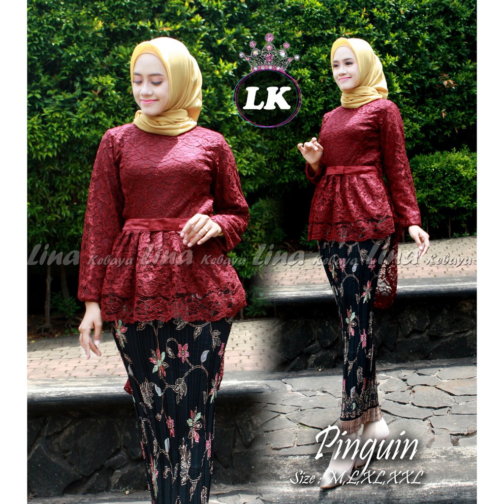 SB Collection Stelan Kebaya Lisa Blouse Brukat Pita Dan Rok Plisket Maxi Jumbo Batik Wanita