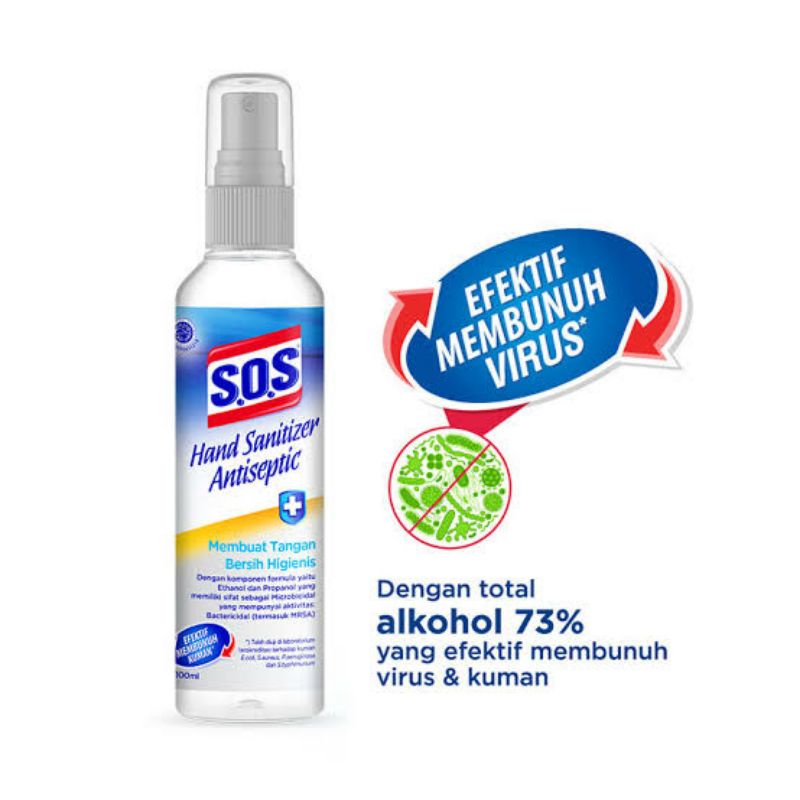 Jual SOS HAND SANITIZER SPRAY 100ML FREE SOS HAND SANITIZER GEL 60ML ...