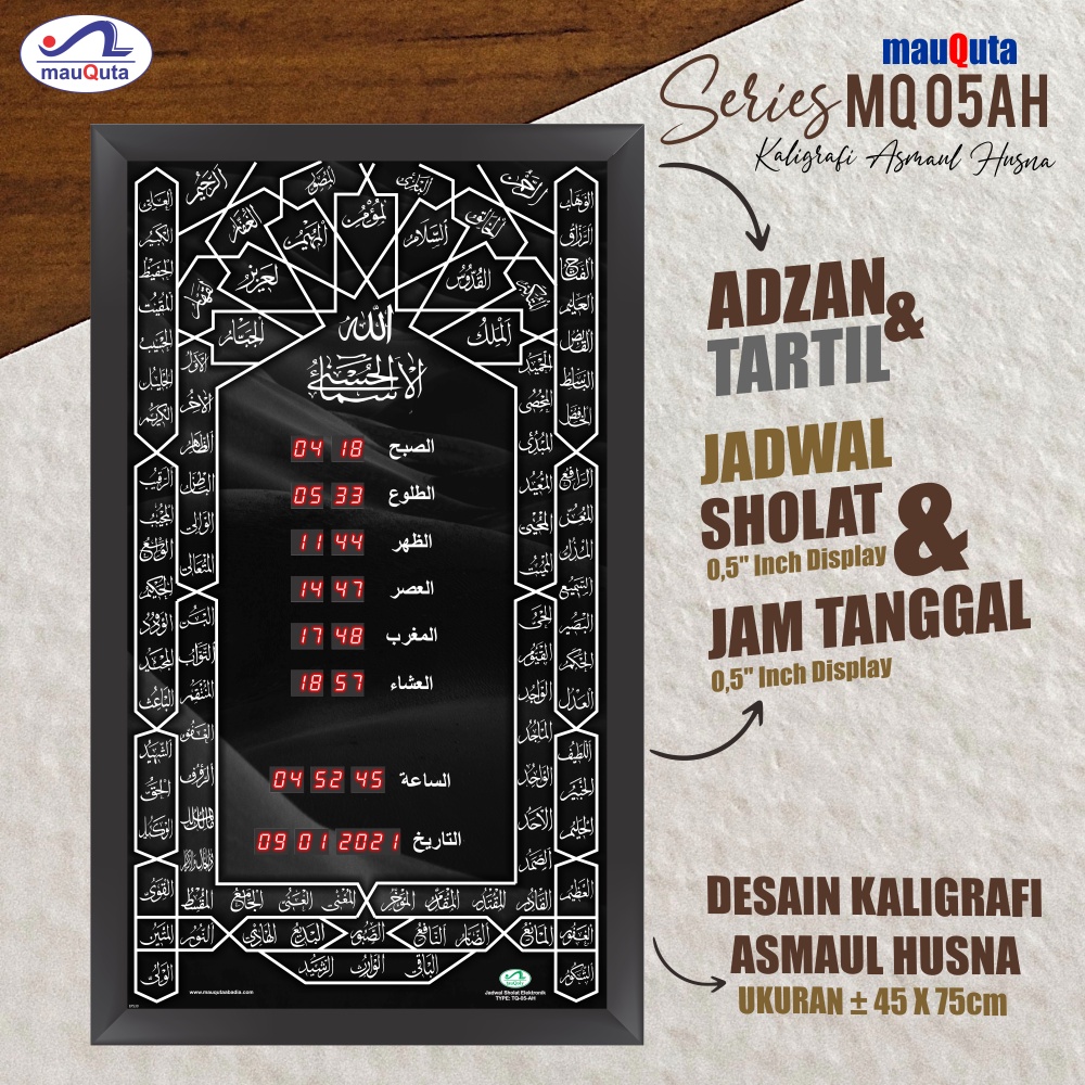 mauQuta MQ-05-AH Jam Digital Jadwal Sholat Adzan Tartil