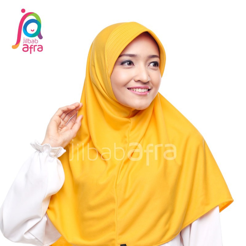 Jilbab Arfa Afra Beria Hijab Pet Bergo Standar Kerudung Instan Kaos Warna Kuning Kunyit