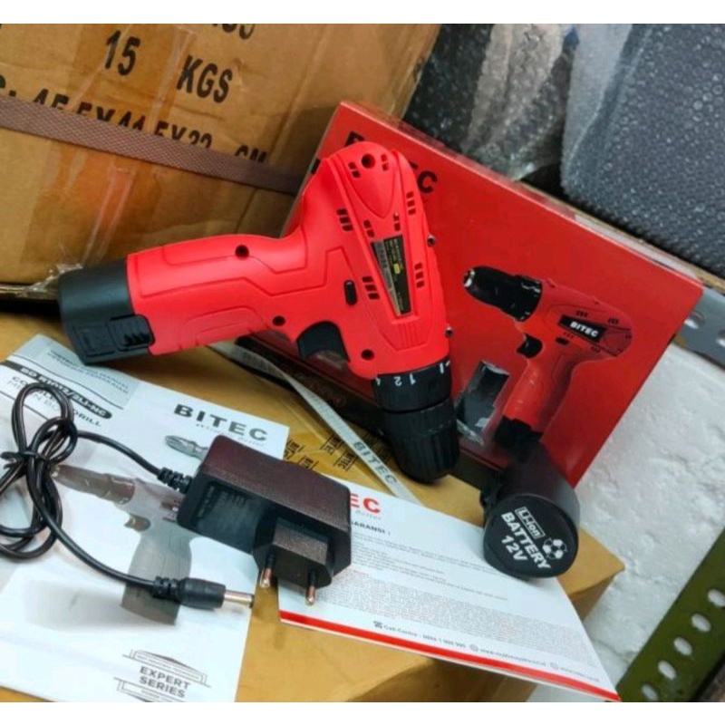 Mesin Bor Baterai 12 v Cordless Drill Bitec