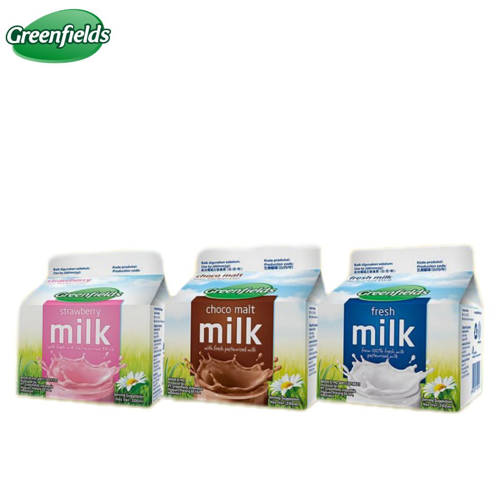 

Greenfields Fresh milk 200 ml Perkarton Isi 12 Greenfield