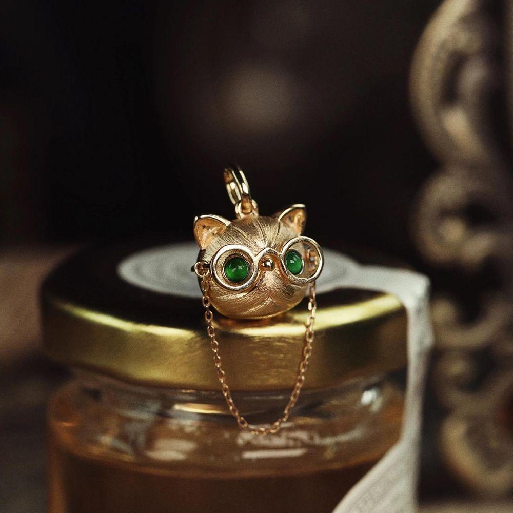 Needway Kalung Liontin Kucing Warna Emas Kucing Rantai Klavikula Fashion Perhiasan Jari Cincin Hadiah Perempuan Gaya Korea