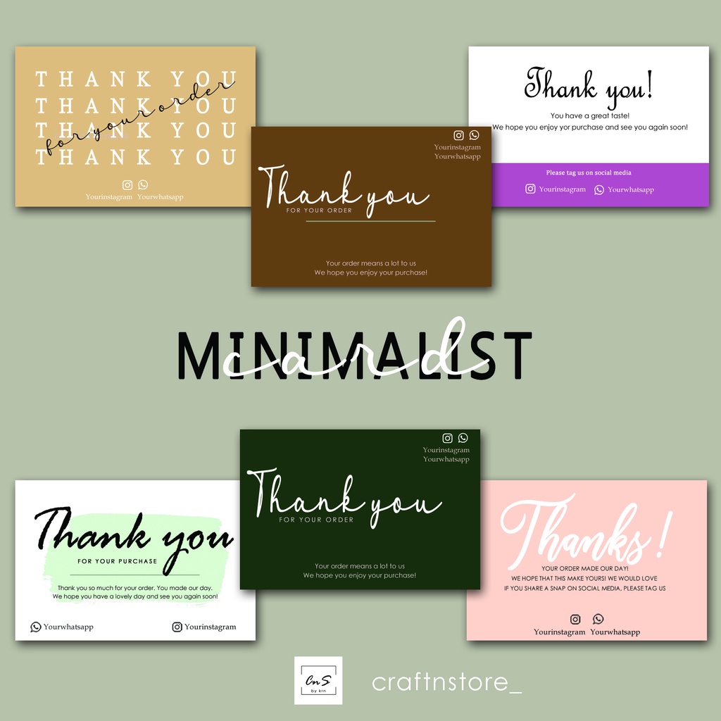 

THANK YOU CARD MINIMALIST/SIMPLE THANKS CARD MINIMALIS HAMPERS MURAH KARTU UCAPAN SIMPLE