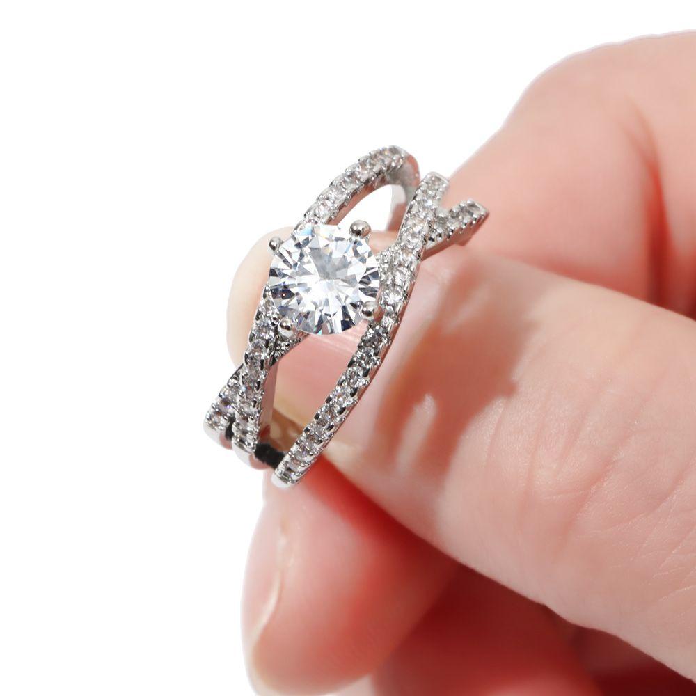 Cincin Berlian LILY Hadiah D Warna Pernikahan Pasangan Open Ring