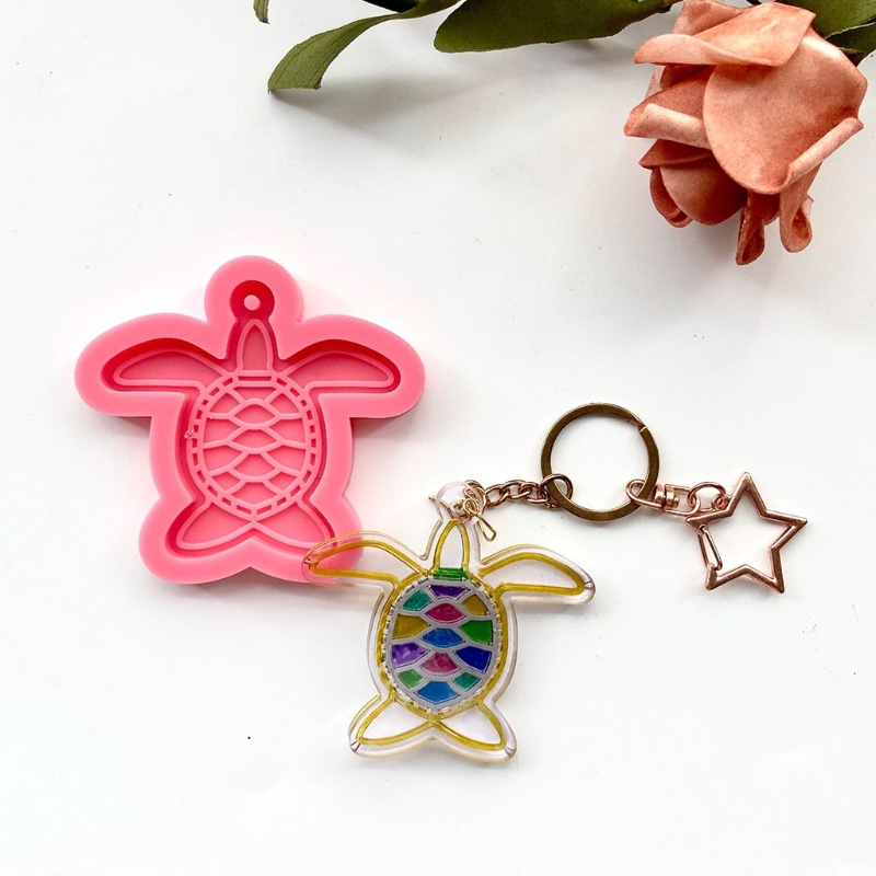 SIY  Pink Shiny Diy Tortoise Keychain Silicone Mold for Valentine Love Gift Craft