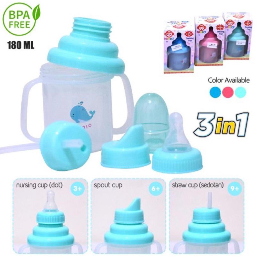 NINIO BOTOL MINUM BAYI TRAINING CUP 3 IN 1 DOT BABY BOTOL BAYI TEMPAT MINUM ANAK