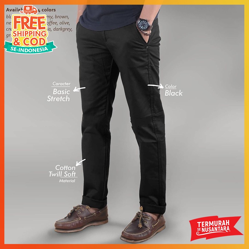 [BISA COD] CELANA CHINO CHINOS PANJANG PRIA SLIMFIT ORIGINAL PREMIUM BAHAN KATUN TEBAL NYAMAN ADEM