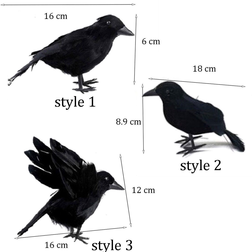 REBUY Burung Gagak Palsu Bahan Plastik Buatan Untuk Pesta,Home Black Festival DIY Model Gagak