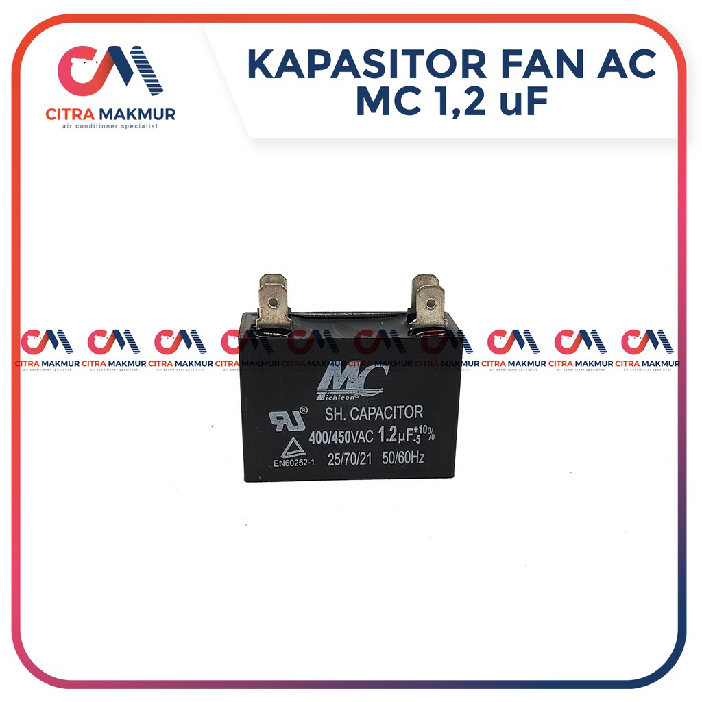 Kapasitor Fan AC 1.2 uf merk MC Kaki 4 Capasitor mikro Kipas Outdoor Mesin Air conditioner