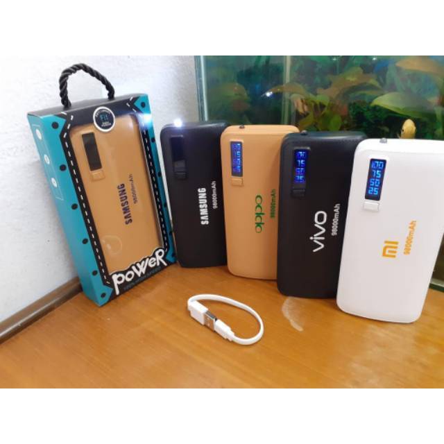 POWER BANK KUALITAS BAGUS 99.000 mAH DIGITAL LEATHER - 2 USB LED SENTER - FAST CHARGING