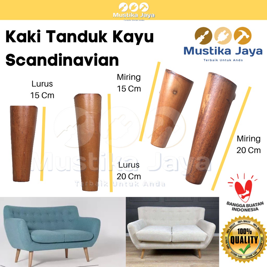 Kaki Sofa Kayu Tanduk Bubut Kayu Retro 15 Cm 20 Cm Scandinavian Murah