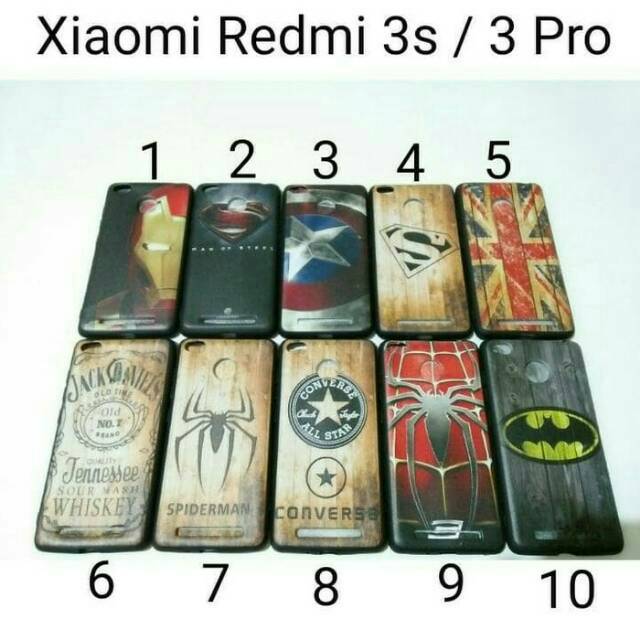 Case Hitam Karakter Redmi 3s/ Softcase Cowok Redmi 3Pro