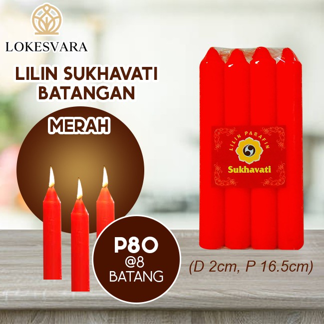 Lilin Sembahyang Parafin Sukhavati P80 Merah