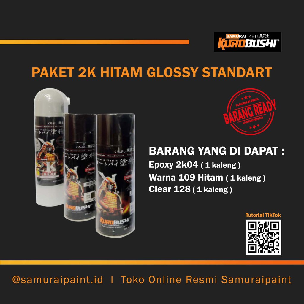 Paket 2K Hitam Glossy Standart, Samuraipaint, Cat Semprot