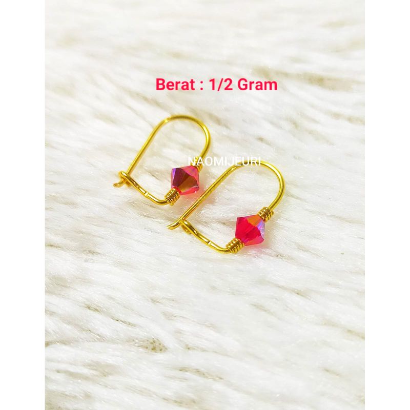 ANTING MOTE MERAH EMAS MUDA SETENGAH GRAM