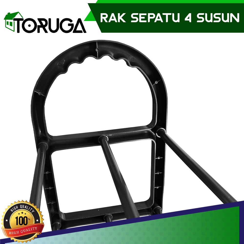 Rak Sepatu 4 Tingkat Portable Rak Sandal 4 Susun Bahan Plastik Multifungsi