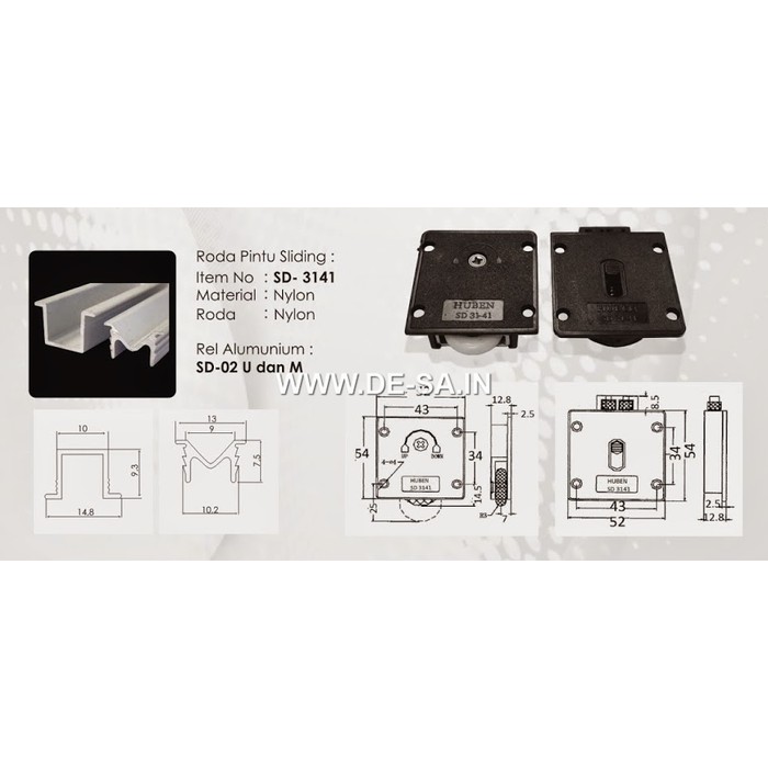 Huben SD 31-41 Roda Caster Sliding Door - Pintu Geser (Untuk Rel U dan M)