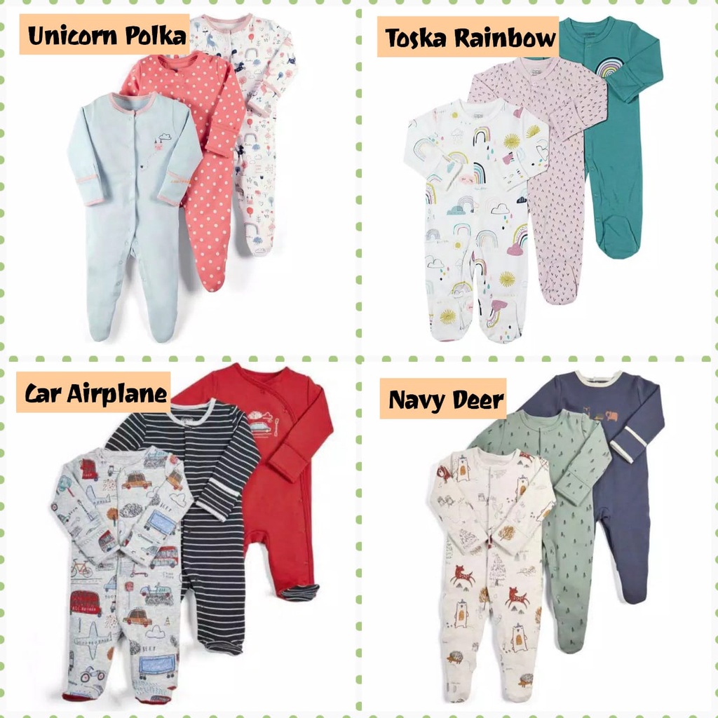 Sleepsuit 3 in 1 Bayi Newborn / Sleepsuit Tutup Kaki Bayi Baru Lahir / Baju Pakaian Bayi Newborn Tebal  Halus Lembut /Baju Tidur Bayi