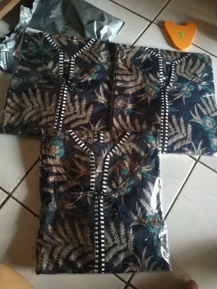 Atasan Batik Wanita Tunik Batik Jumbo Zipper Depan Size M L Xl Xxl Xxxl