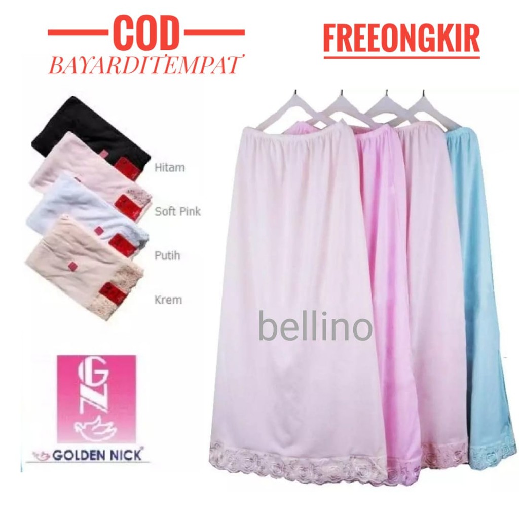 Androk Dalaman Renda Perempuan Golden Nick Rok Dalaman Gamis Baju Muslim Wanita Muslimah Panjang