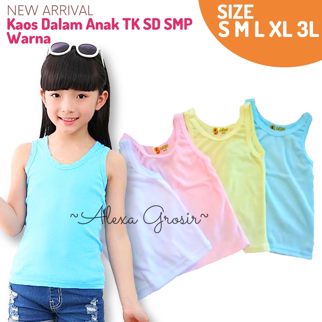 GROSIR KAOS DALAM ANAK PUTIH/ SINGLET ANAK BAYI PAUD TK SD SMP S M L XL 3L 4L