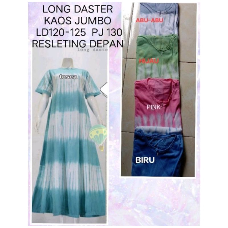 longdaster kaos jumbo resleting depan