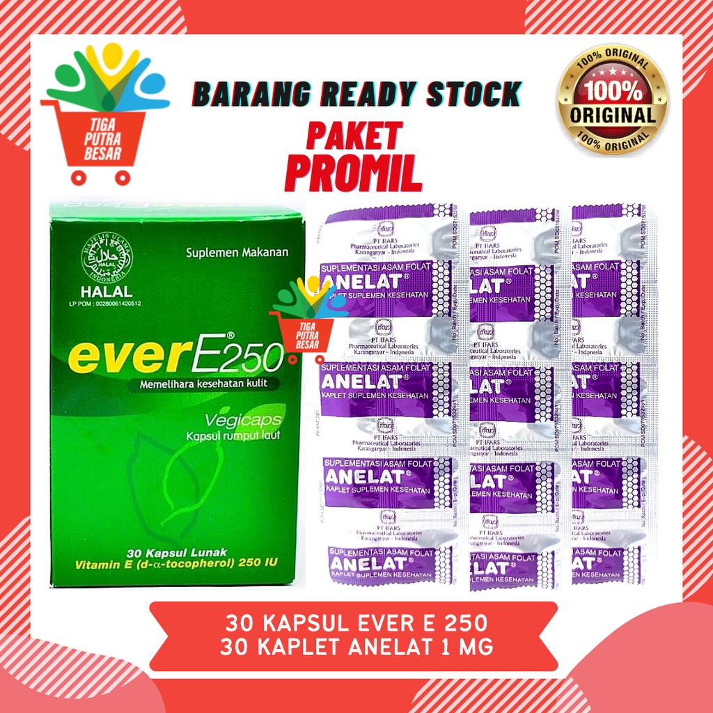 PAKET PROMIL ANELAT 3 STRIP 30 KAPLET &amp; EVER E 30 KAPSUL / PROMIL