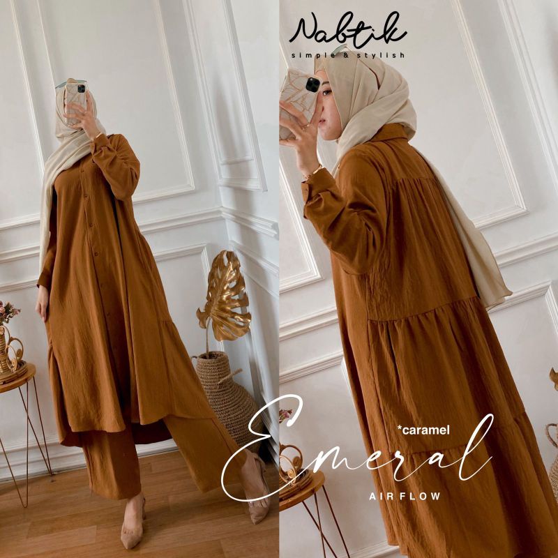 Setelan wanita terbaru original by nabtik Emeral / bahan air flow polos