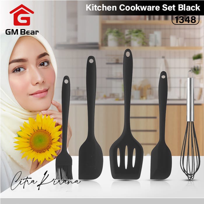 Sillicone Utensil Set 5 Pcs Peralatan Dapur Masak Baking Sutil Spatula