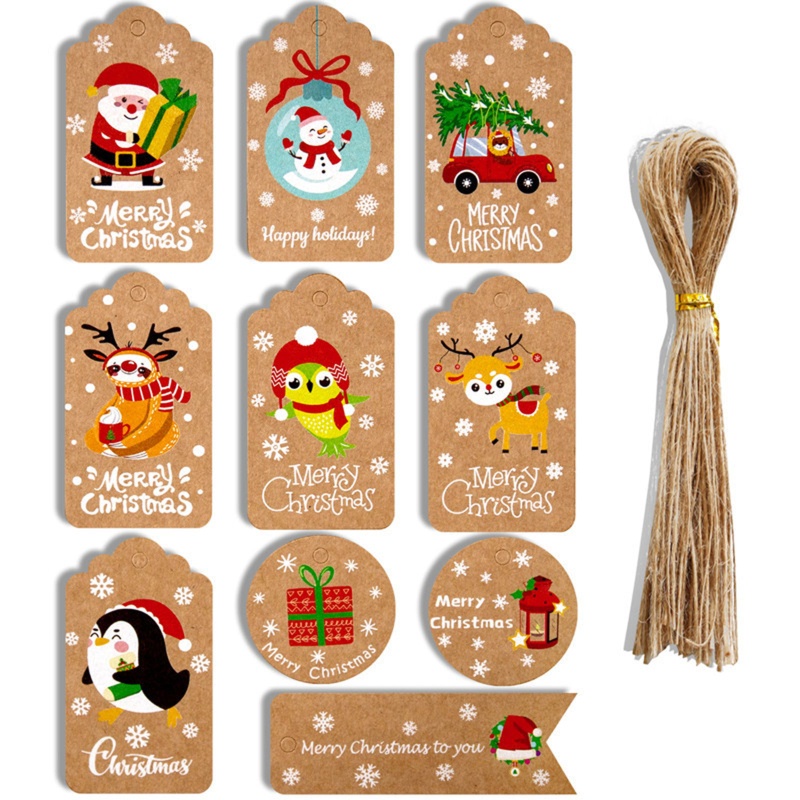 Zzz Set Tag Label Gantung Desain Snowman / Santa / Rusa Untuk Dekorasi Pohon Natal