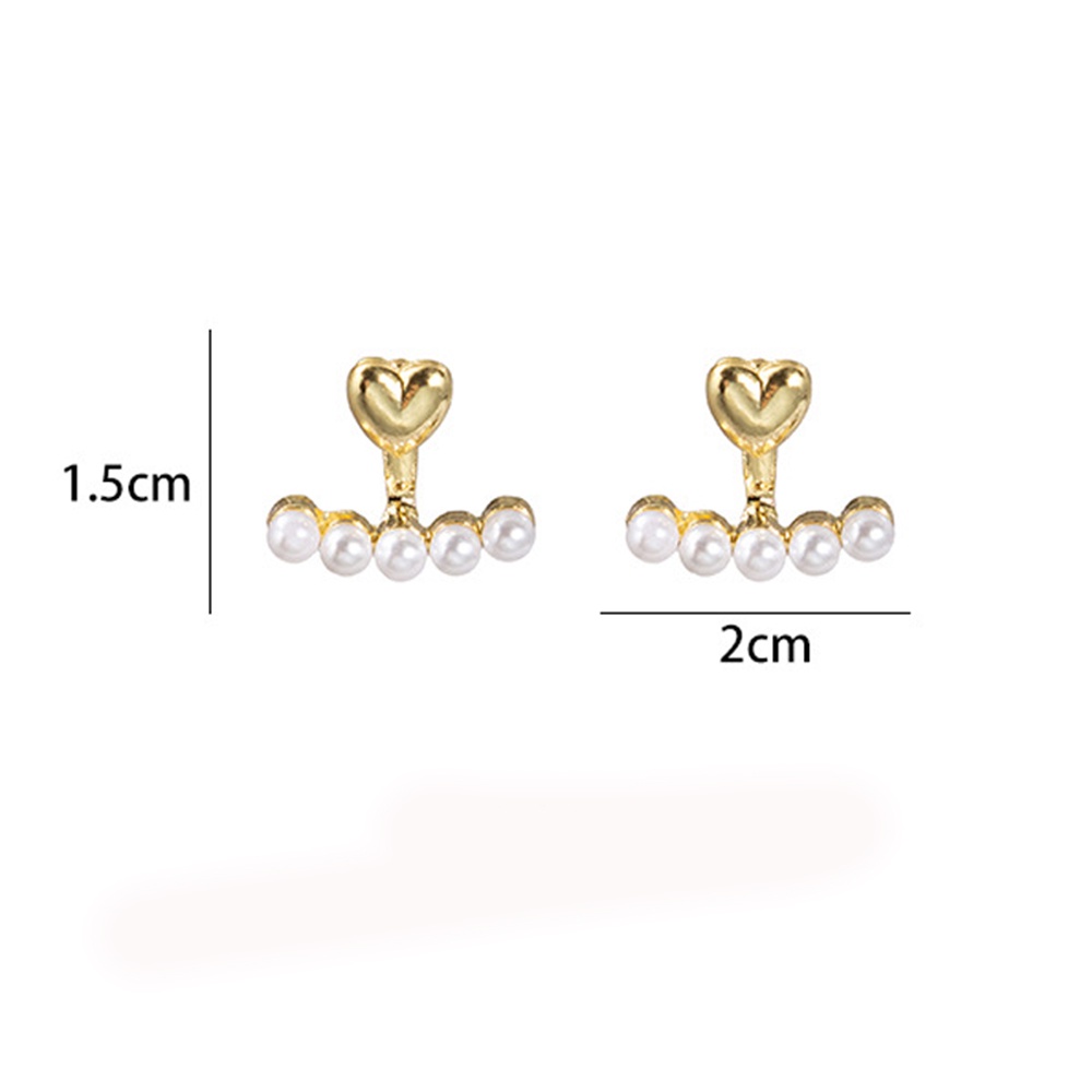 Anting Tusuk Mutiara Imitasi Bentuk Hati Lapis Emas Untuk Wanita