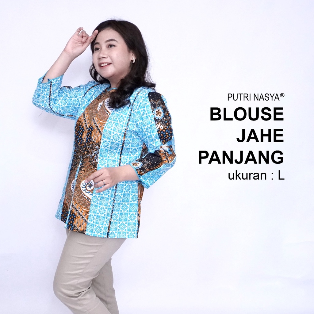 Atasan Batik Jumbo Wanita Blouse Big Size Wanita Kerja Jumbo S-M-L-XL-2L-3L-4L-5L-6L-7L Model Blus Jumbo Seragam Batik / Pakaian Batik Kekinian Bigsize Terbaru Bahan Katun / Pakaian Batik Kantor Formal LD 140 Terkini Modern Trendy Wanita