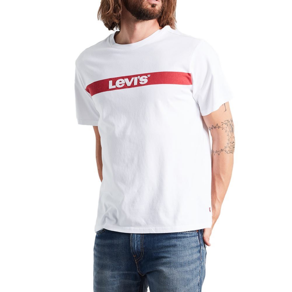 Kaos Levi's | Kaos Pria | Red Line Putih | KLPRL - 01