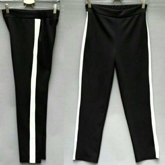 Sara Pants Stripe/ Basic Side Stripe Pants/ Celana Panjang Olahraga Casual Termurah Wanita Pusatgrosir_solo