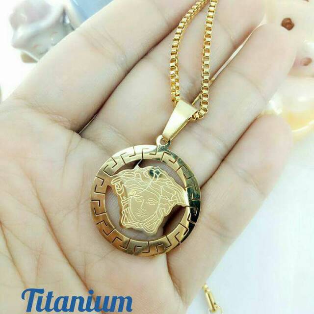 Kalung titanium versace gold