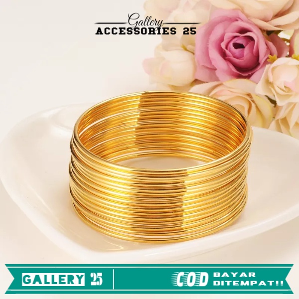 Gelang Keroncong Lapis Emas Model Bulat Gelang Tangan Wanita Dewasa