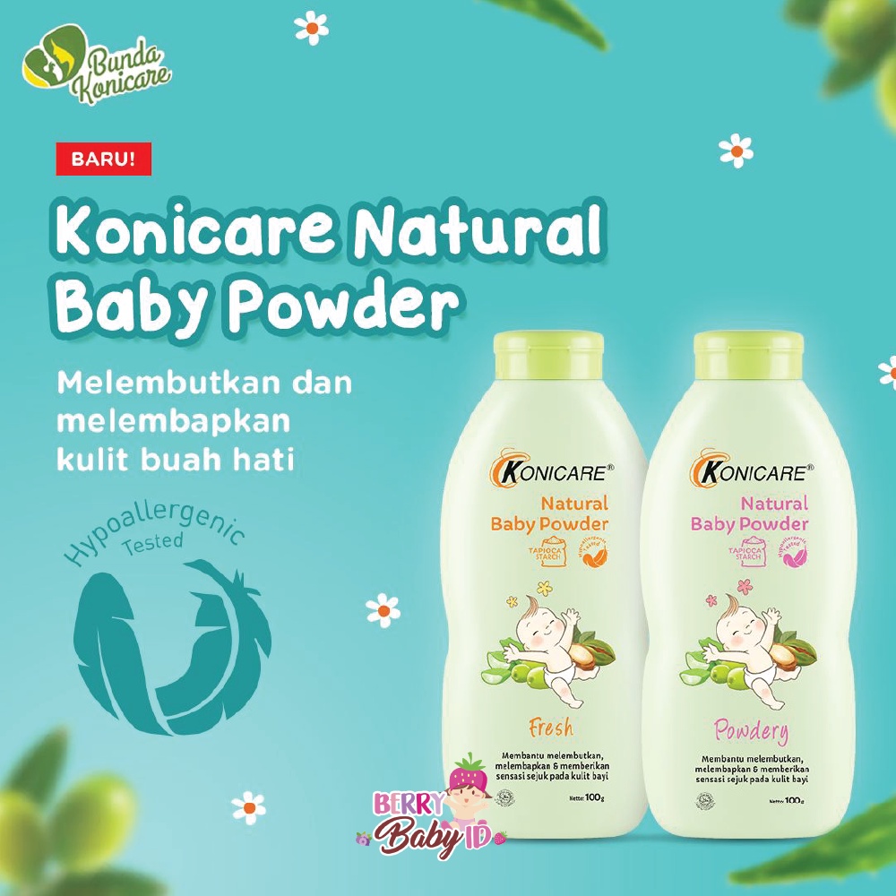 Konicare Natural Baby Powder Bedak Tabur Bayi Powdery Fresh 100 200 gr Berry Mart