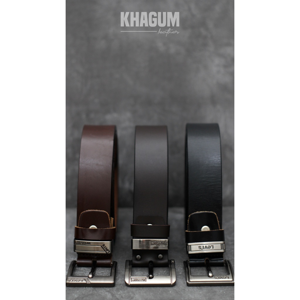 Sabuk Kulit Gesper Kulit Tali Pinggang Pria Kulit Asli